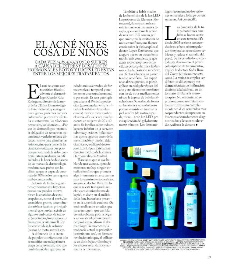Dermomedic - Acné en adultos: El Dr. López Estebaranz entrevistado en Vogue